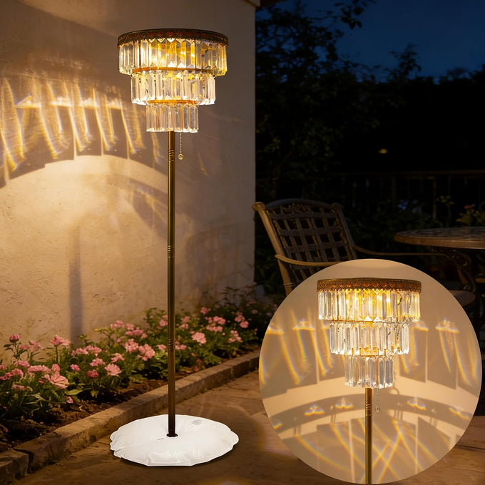 HUYIENO Solar Crystal Floor Lamp Outdoor 4FT Metal Garden Decor