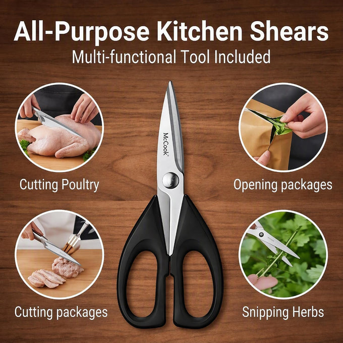 McCook Kitchen Knife Set 15PC Knife Block Set w Built-in Sharpener