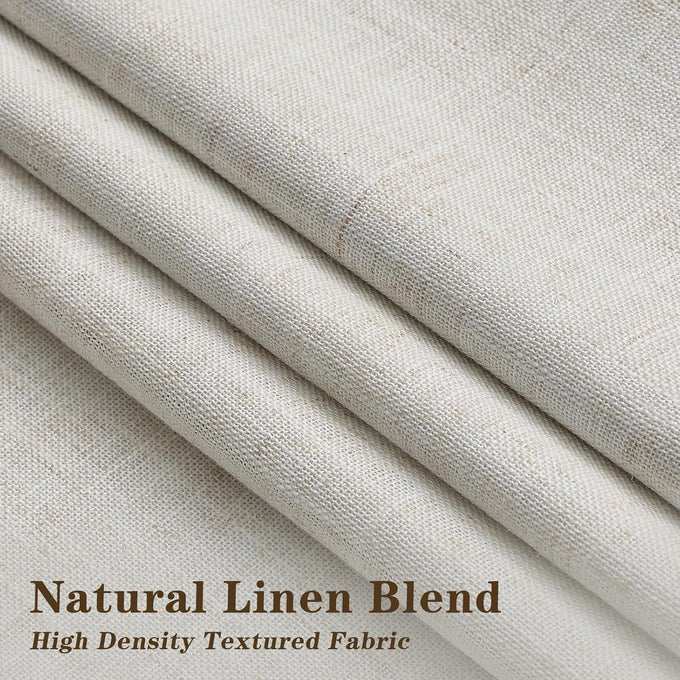 IVAPUPU Natural Pinch Pleated 100% Blackout Linen Curtains 90 Inch Length