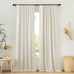 NICETOWN Thick Linen Semi Sheer Light Filtering Curtains, Back Tab/Rod Pocket with Pleat Tape Privacy Added Window Treatments for Bedroom/Farmhouse, Angora, W52 x L95, 2 Panels