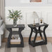 FROMJBEST End Tables Living Room Set of 2 with Charging Station, Black