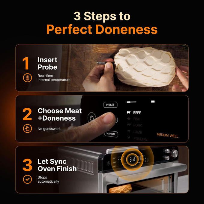 Typhur Sync Air Fryer Oven with Wireless Meat Thermometer Probe, AI Recipes
