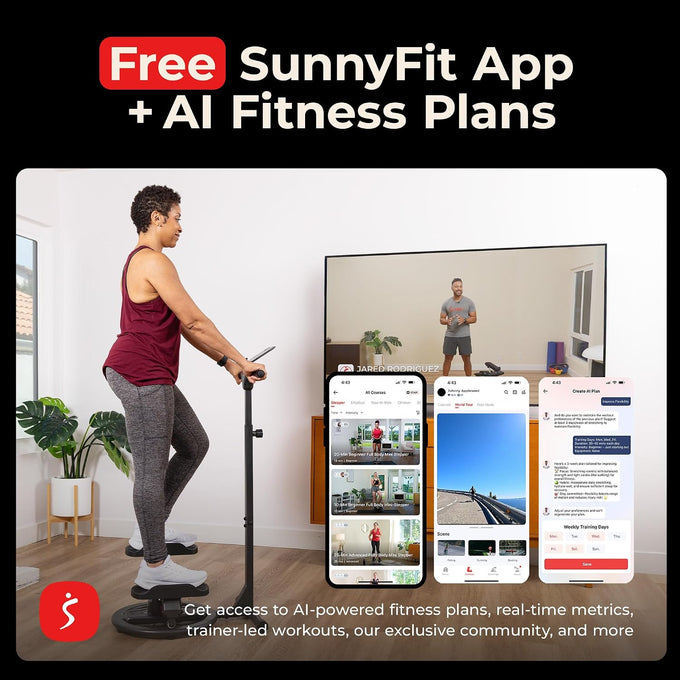 Sunny Health & Fitness Swivel Stepper w/Handlebars & 3 Motion Modes