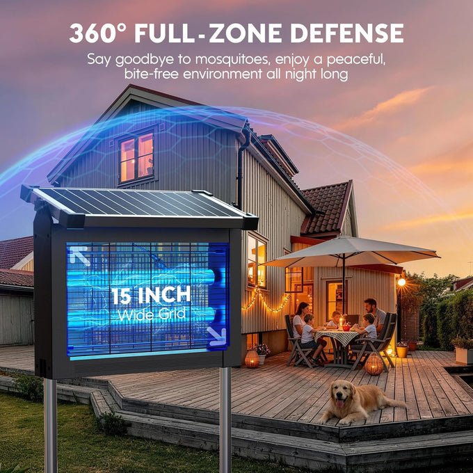 Solar Bug Zapper Outdoor, Mosquito Zapper 4500V Cordless Waterproof