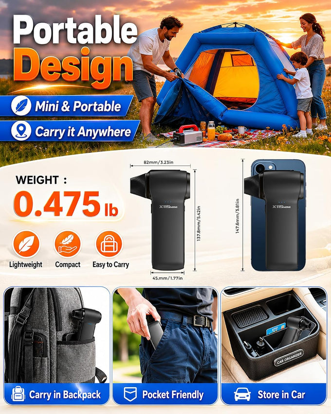 Compressed Air Duster, 180000RPM Rechargeable Cordless Electric Blower