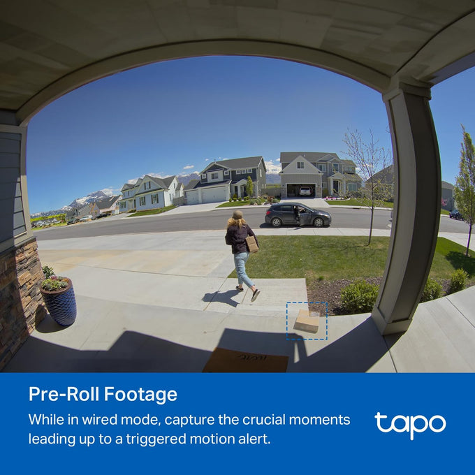 Tapo 2K+ Wired or Battery Powered Smart Video Doorbell with Chime, D225
