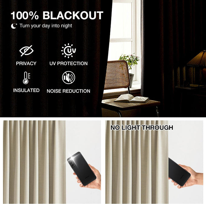 Kayne Studio Sand Linen Blend Pinch Pleated Full Blackout Curtains 108 Inch