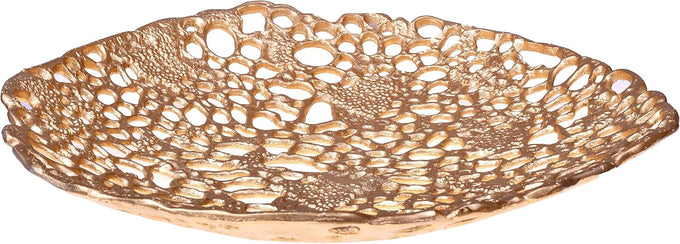 DeKulture Handmade Gold Amoeba Tray, 17 in Diameter — Decorative Centerpiece for Home Decor, Weddings & Holiday Tables