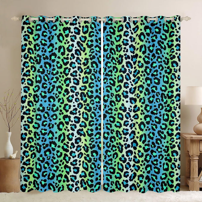 Feelyou Kids Leopard Print Window Curtains, Cowhide Blackout Curtains Boys Girls Brown Cow Fur Darkening Drapes for Bedroom Animal Living Room Window Treatments (2 Panels, 52 x 96 Inch)