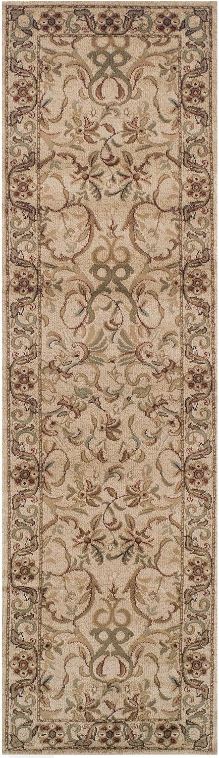 SUPERIOR Indoor Area Rug, Traditional Floral Scroll Décor,2'7"x8', Ivory