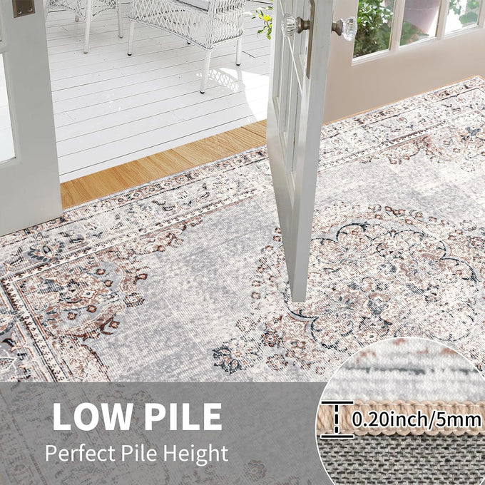 Easy-Going Area Rug 6x9 Washable Boho Rugs for Living Room Non-Slip