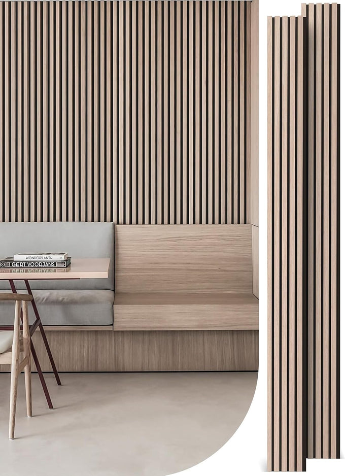 Mollywell Wood Panels for Wall, Walnut, 2 Pcs, 108x8 in