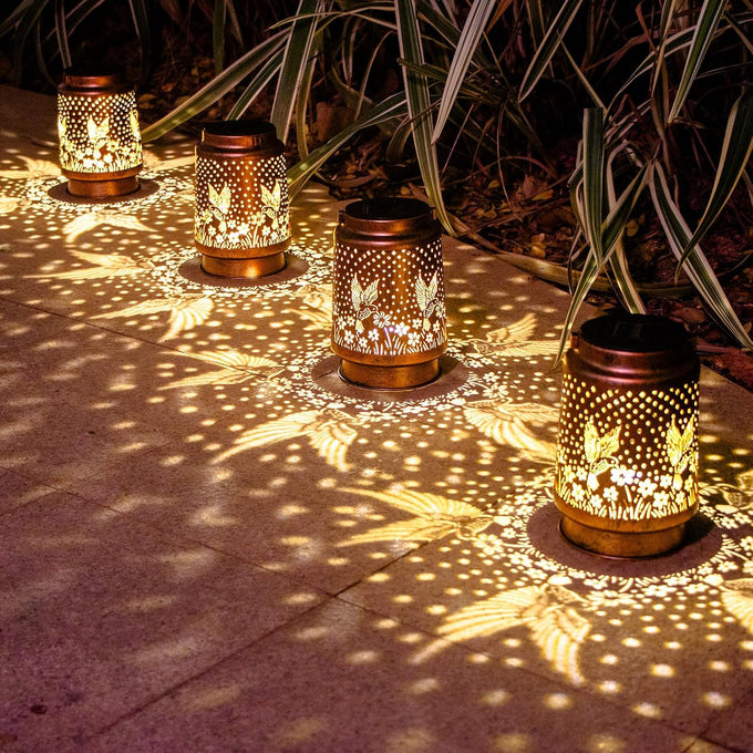 DIBIEECN Birthday Gifts for Women, Solar Lanterns, Butterfly, 4 Pack