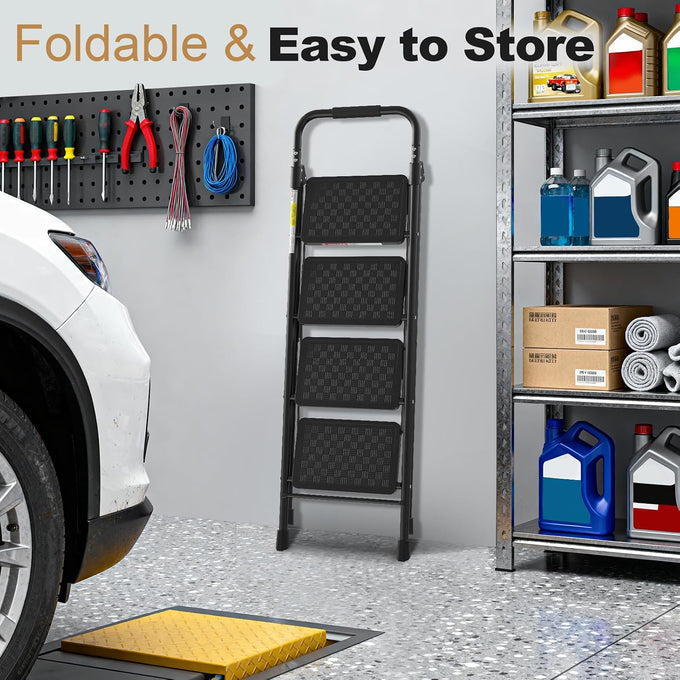 HBTower 4 Step Ladder with Wide Anti-Slip Pedal and Cushioned Handle