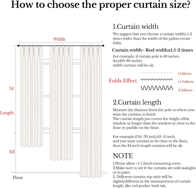 Pinch Pleated Curtains Luxury Light Filtering Floral Curtains for Living Room Bedroom Dining Room - 95 Inches Linen Drapes Farmhouse Window Curtains with Hooks - 2 Panels Set, 40" W x 95" L