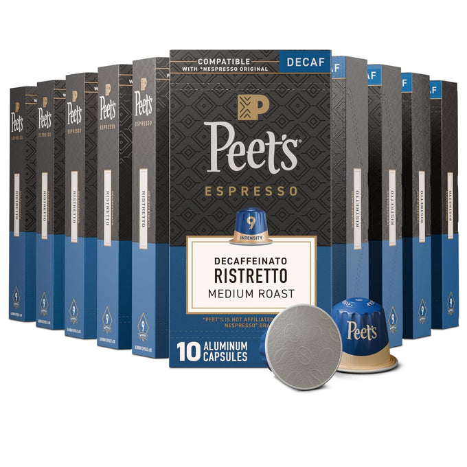 Peet's Coffee Espresso Capsules, Medium Roast, Decaffeinato Ristretto, 50CT