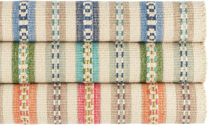 Dash & Albert Long Slade Teal Striped Handwoven Rug, 3'x5'