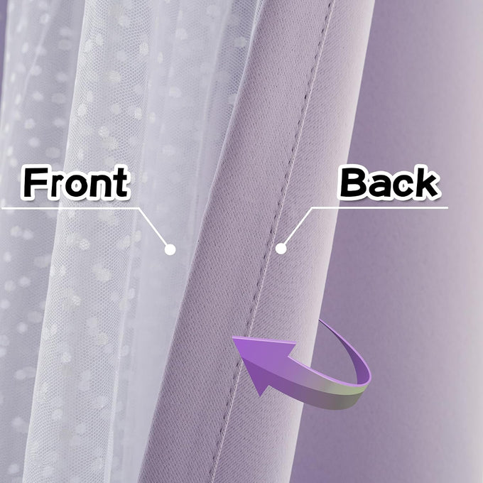 MYSKY HOME Lavender Curtains for Girls,Lilac Purple 52x90,2 Panels