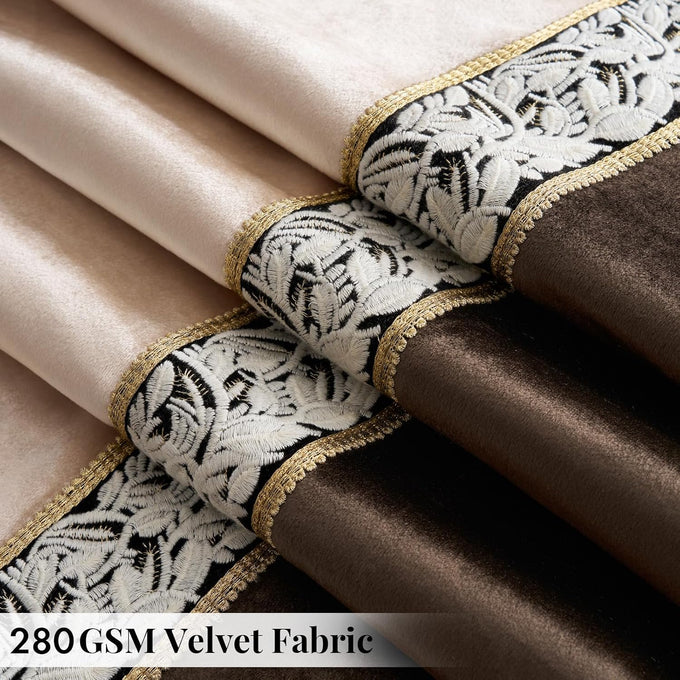 GIGIZAZA Velvet Curtains 96 Inch for Living Room 2 Panels Champagne Brown