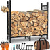 4FT Outdoor Firewood Rack, Wood Storage with 600D Waterproof Oxford Cover Heavy Duty 8 Legs Firewood Log Holder Indoor with Log Carrier, Gloves, and Kindling Hooks for Fireplace Patio Deck Wood Rack