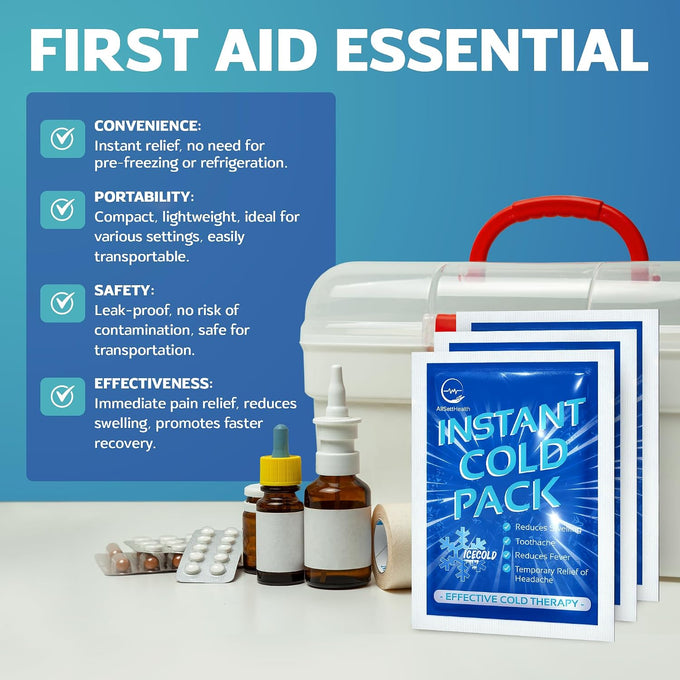 100 Pack Instant Ice Packs for Injuries, Disposable First Aid Cold Packs