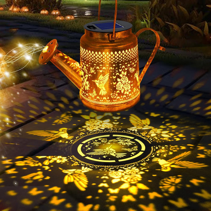 2 Pack Big Solar Lanterns Outdoor Waterproof, Gift for Mom Grandma Women Wife Daughter Mother's Day, Hummingbird Watering Can Garden Light With Shepherd Hook, Solar Path Light Yard Outside Patio Decor