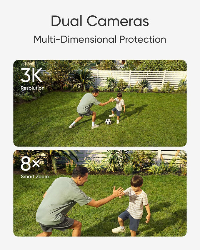 eufy Security Floodlight Camera E340, Dual-Lens, 360° Coverage, 8X Zoom
