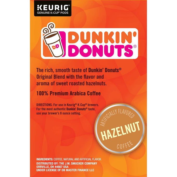 Dunkin' Donuts Hazelnut K-Cup Pods, Medium Roast, 64 Count for Keurig Coffee Makers