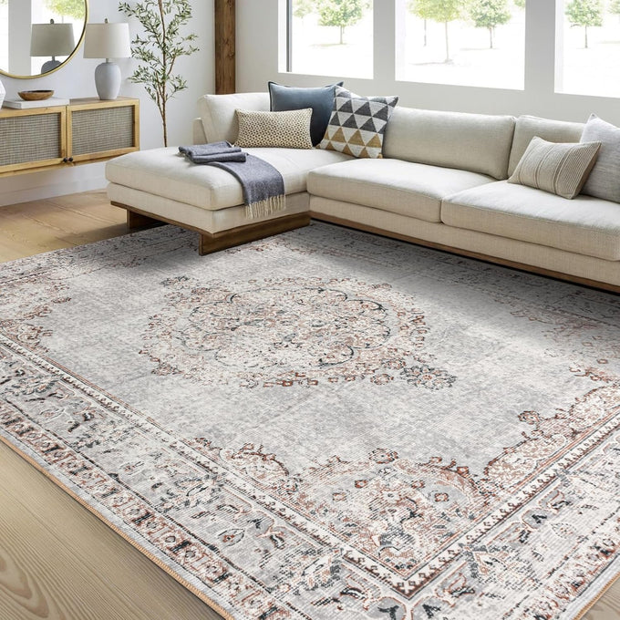 Easy-Going Area Rug 6x9 Washable Boho Rugs for Living Room Non-Slip