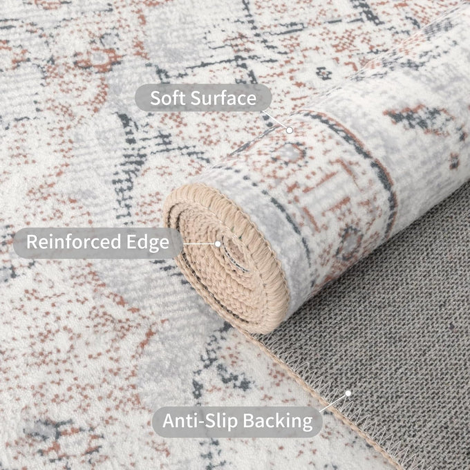 Easy-Going Area Rug 6x9 Washable Boho Rugs for Living Room Non-Slip