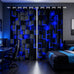 Feelyou Red and Black Curtains for Bedroom Living Room (2 Panels, 52 x 96 Inch) Kids Light Geometric Blackout Curtains Boys Darkening Drapes Modern Style Window Treatments