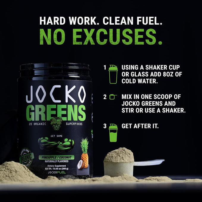 Jocko Fuel Daily Greens Superfood Powder, Pineapple Coconut | 30 Servings