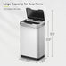 EKO Mirage-T 50 Liter / 13.2 Gallon Touchless Rectangular Motion Sensor Trash Can or Recycling Bin, Brushed Stainless Steel Finish