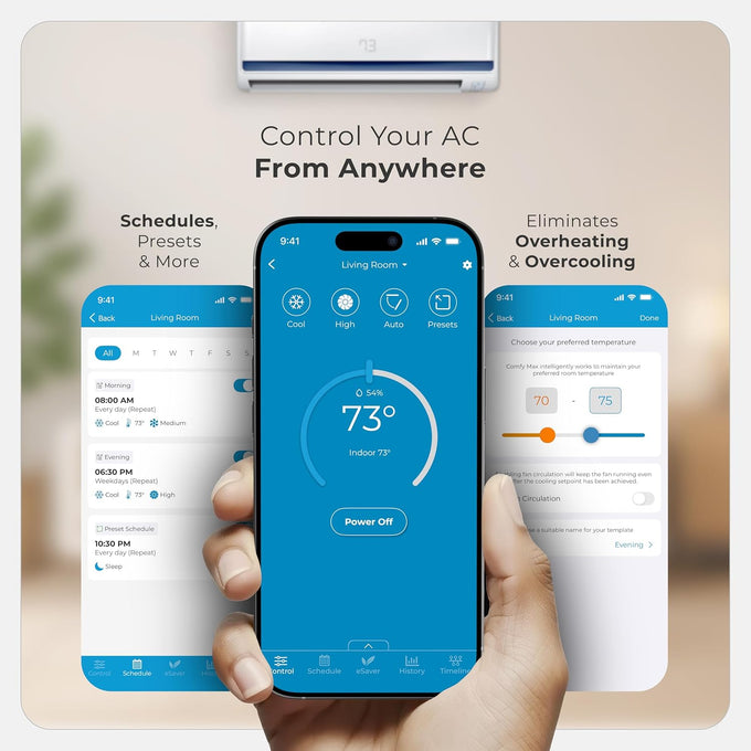 Breez Max Smart WiFi Thermostat for Mini-Split, Window, Portable AC (White)