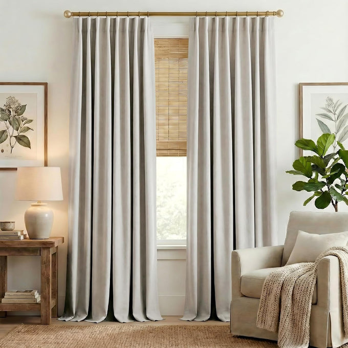 NICETOWN Living Room Curtains 2 Panels Sets Faux Linen Textured, Pinch Pleated Room Darkening Light/Heat Blocking Window Treatments Thermal Curtains for Bedroom, Angora, W50 x L102