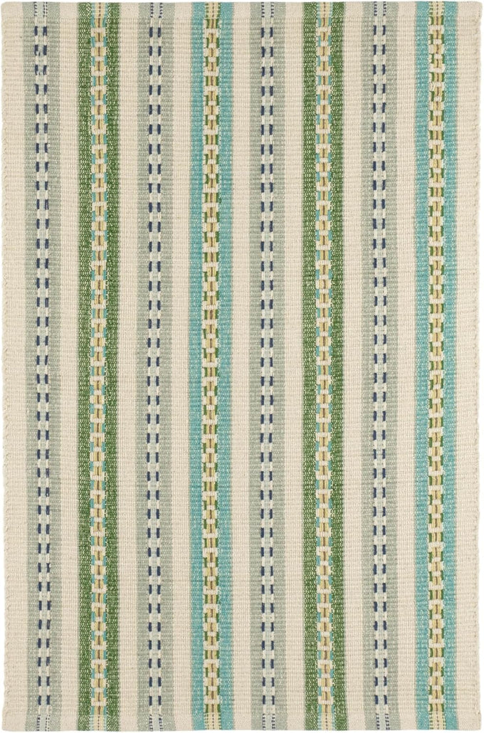 Dash & Albert Long Slade Teal Striped Handwoven Rug, 3'x5'