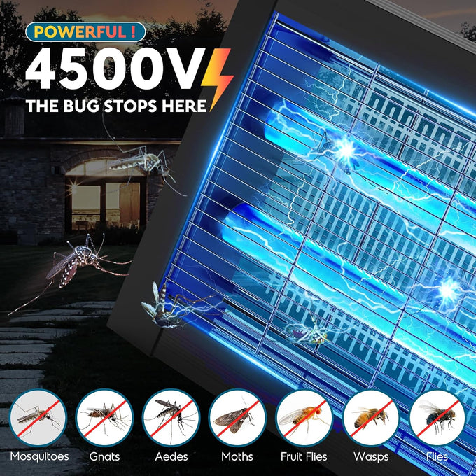 Solar Bug Zapper Outdoor, Mosquito Zapper 4500V Cordless Waterproof