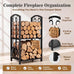 FEED GARDEN 29" Firewood Rack with 4-Piece Fireplace Tools, Indoor Outdoor