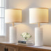 Reaketon 20" Modern Ceramic Table Lamps Set of 2, Lamps for Bedroom, White