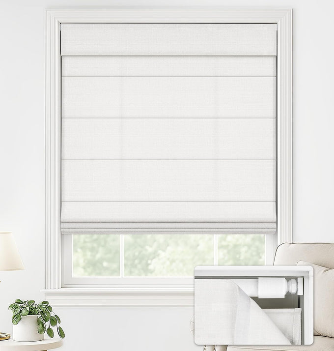 LazBlinds No Drill Roman Shades, Light Filtering, 46" W x 64" H, Off White