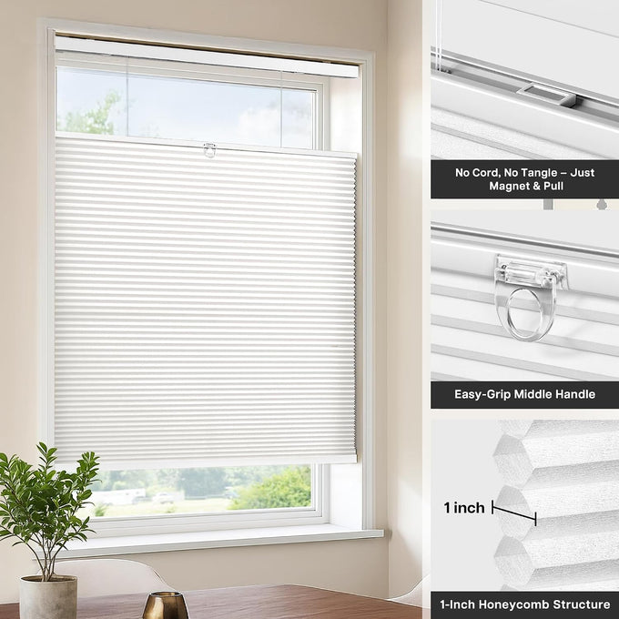 LazBlinds TDBU Cellular Shades, Light Filtering-White, 36" W x 64" H