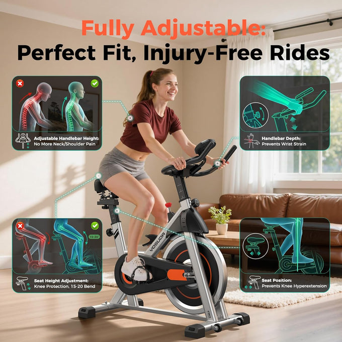 YOSUDA Exercise Bike, Magnetic Friction Stationary Bike with App Training