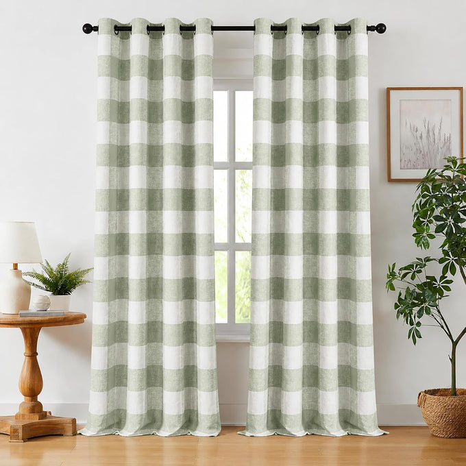 MYSKY HOME Terracotta Plaid Blackout Curtains for Bedroom and Living Room