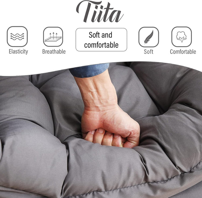 Tiita Lazy Chair with Ottoman, Comfy Reading Accent Chair, Dark Grey