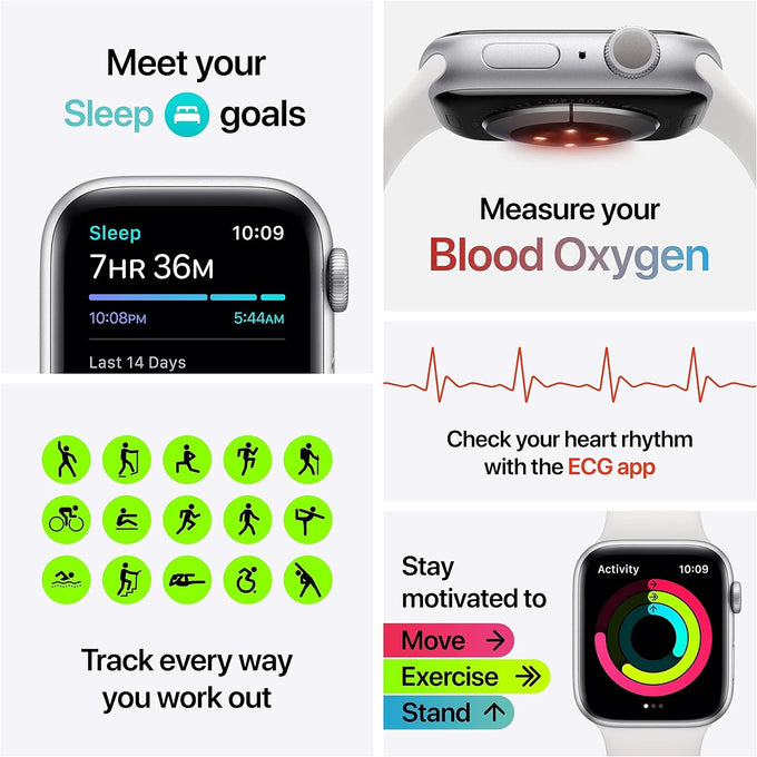 Apple Watch Series 6 (GPS, 40mm) - Silver Aluminum Case with White Sport Band (Renewed)