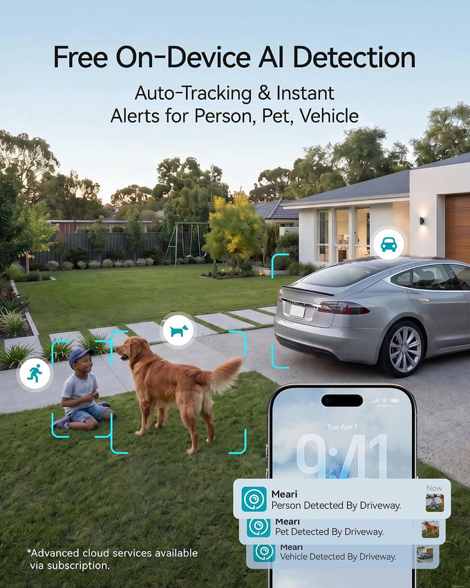 MEARI 2.5K Dual Lens Plug-in WiFi Cameras for Home Security Indoor/Outdoor