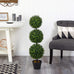 Nearly Natural 36 in Artificial Triple Ball Boxwood Topiary Tree with Pot