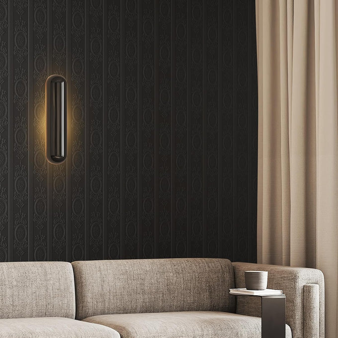JiffDiff Black 3D Embossed Textured Peel Stick Wallpaper 17.3"x1200"