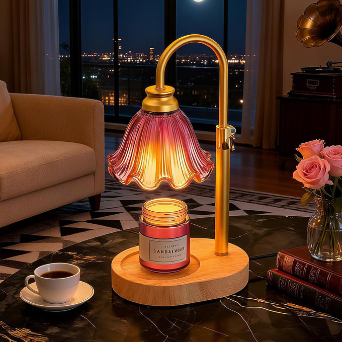 Flower Candle Warmer Lamp with Timer & 4-Level Dimmer, Adjustable Height