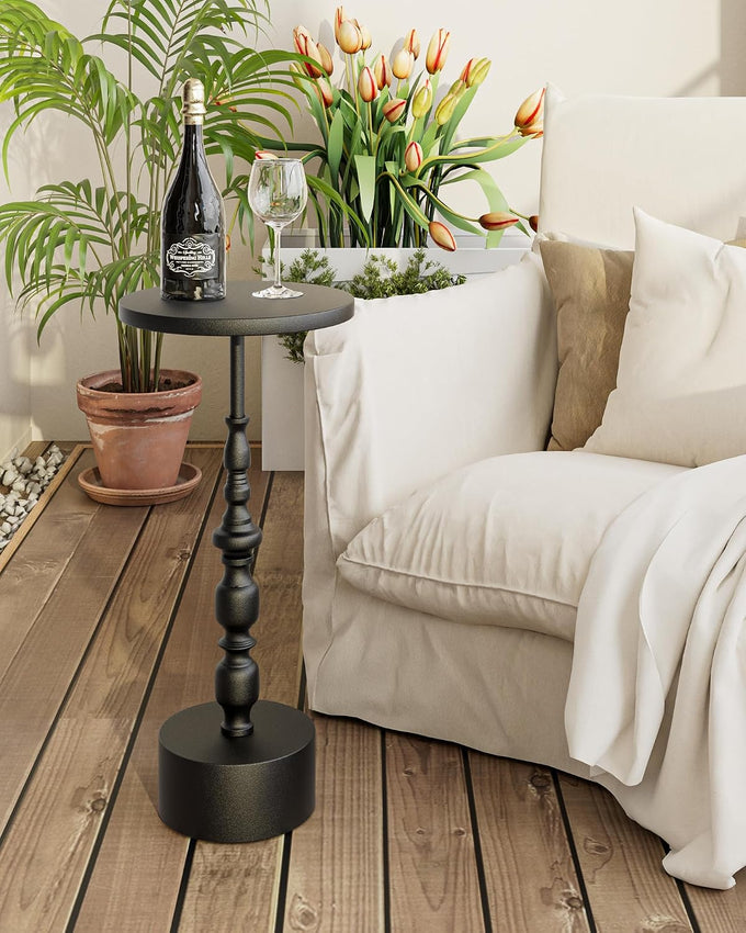 25" End Table, Art Deco Martini Side Table for Living Room, Black